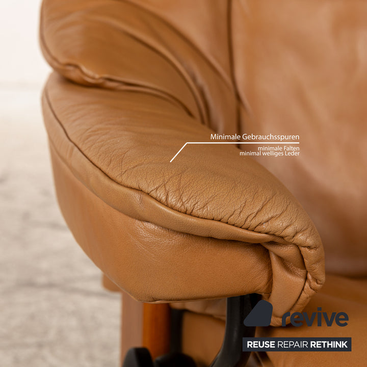 Stressless Reno Leder Sessel Braun manuelle Funktion inkl. Hocker