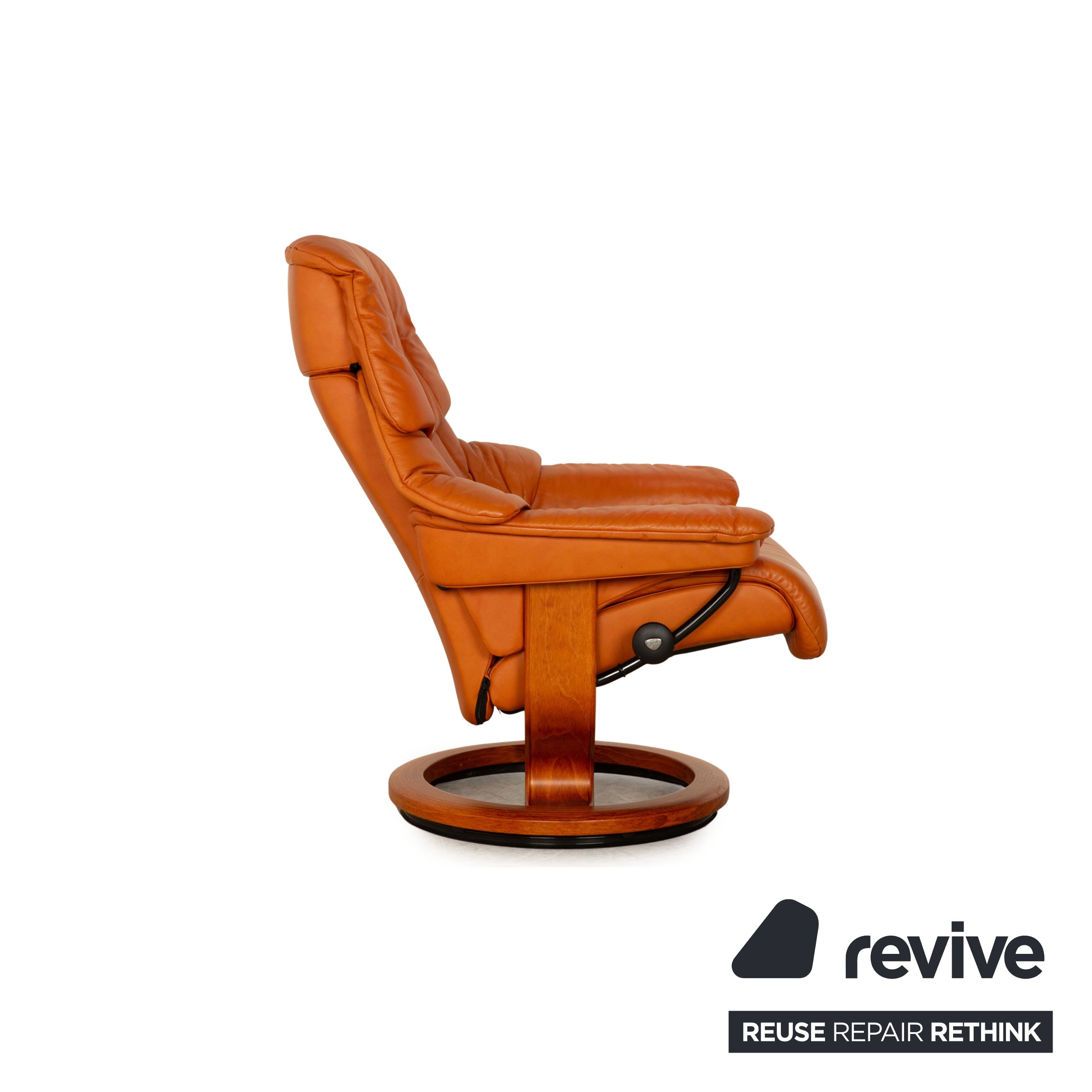 Stressless Reno leather armchair brown orange size M incl. stool manual function relaxation function