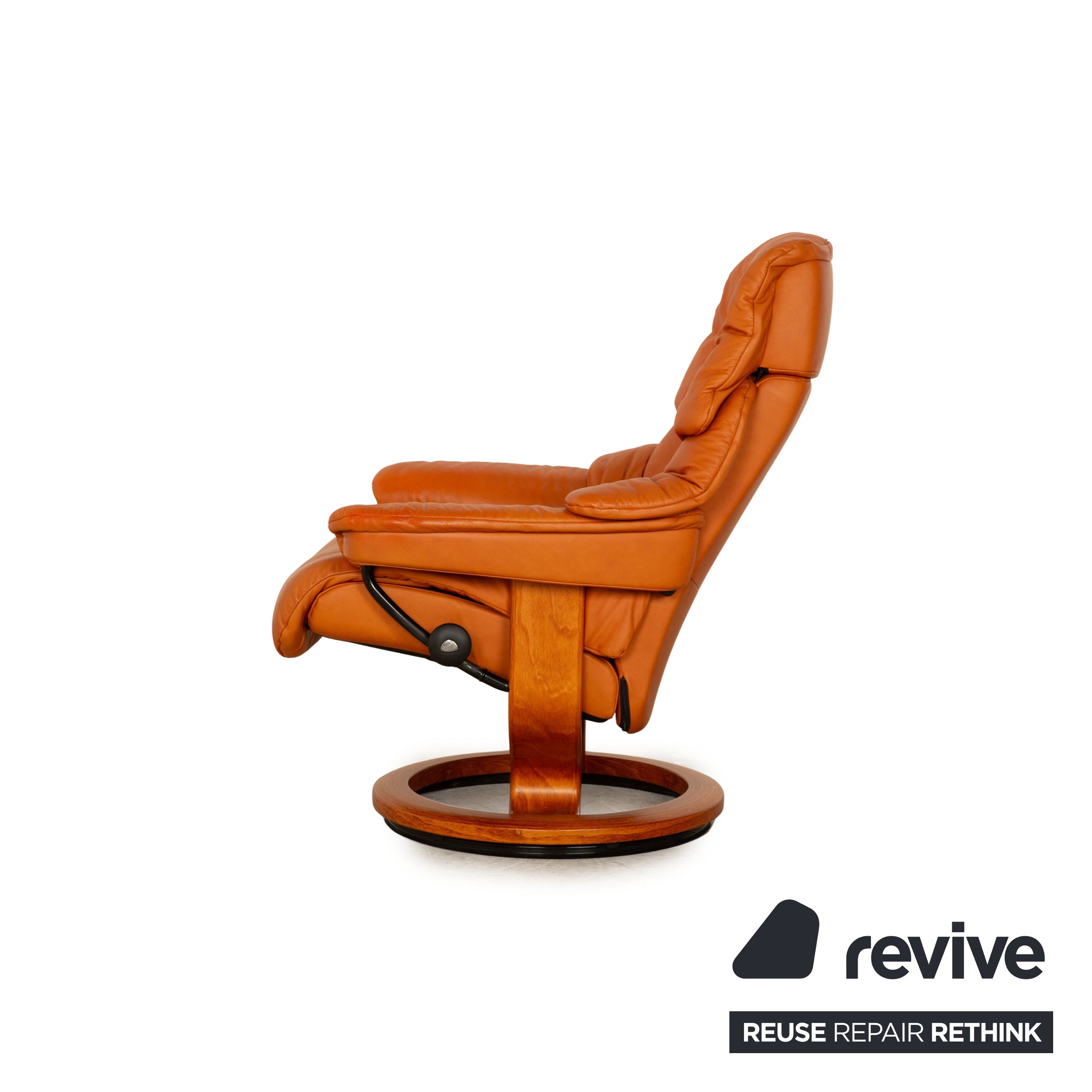 Stressless Reno leather armchair brown orange size M incl. stool manual function relaxation function