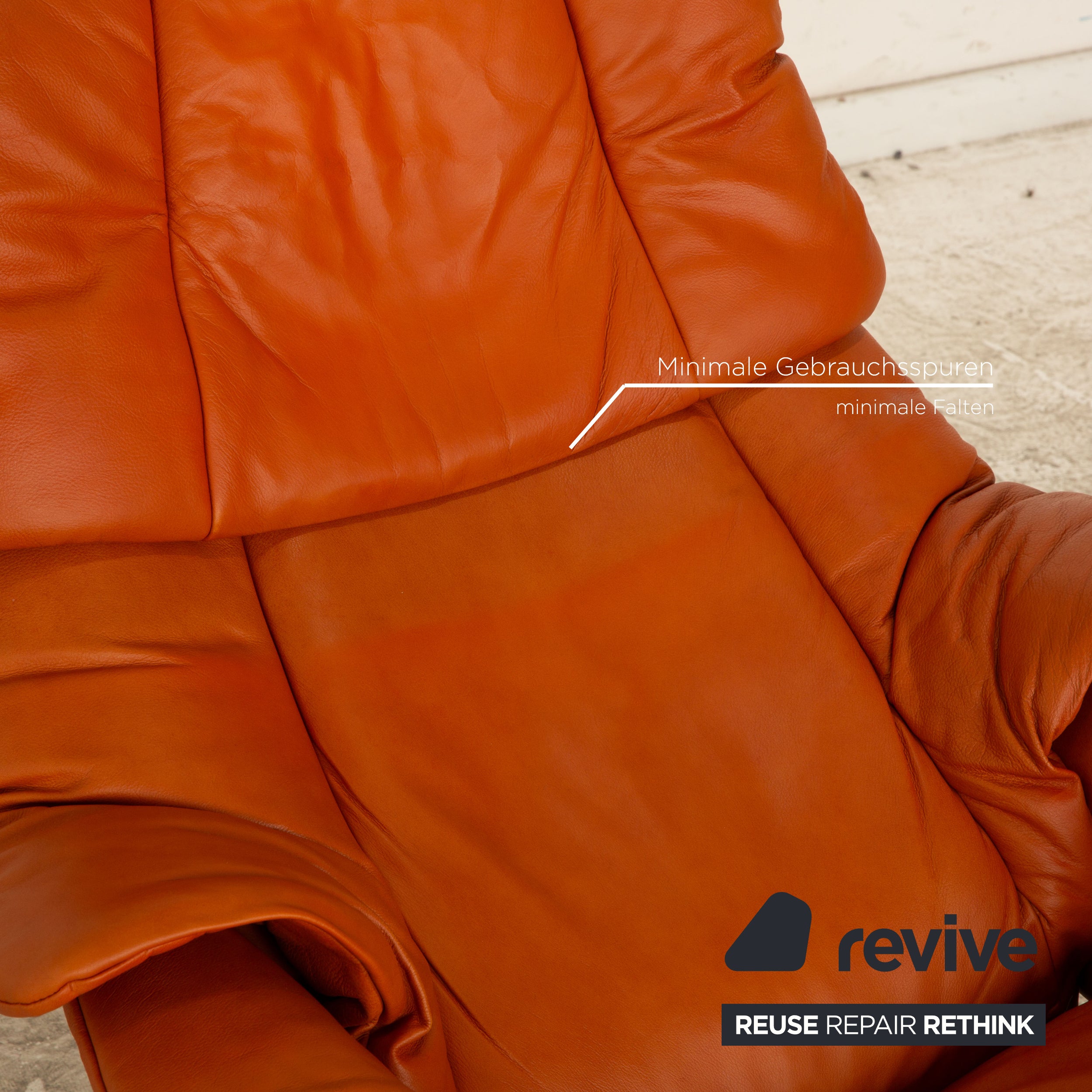 Stressless Reno Leder Sessel Braun Orange Größe M inkl. Hocker manuelle Funktion Relaxfunktion