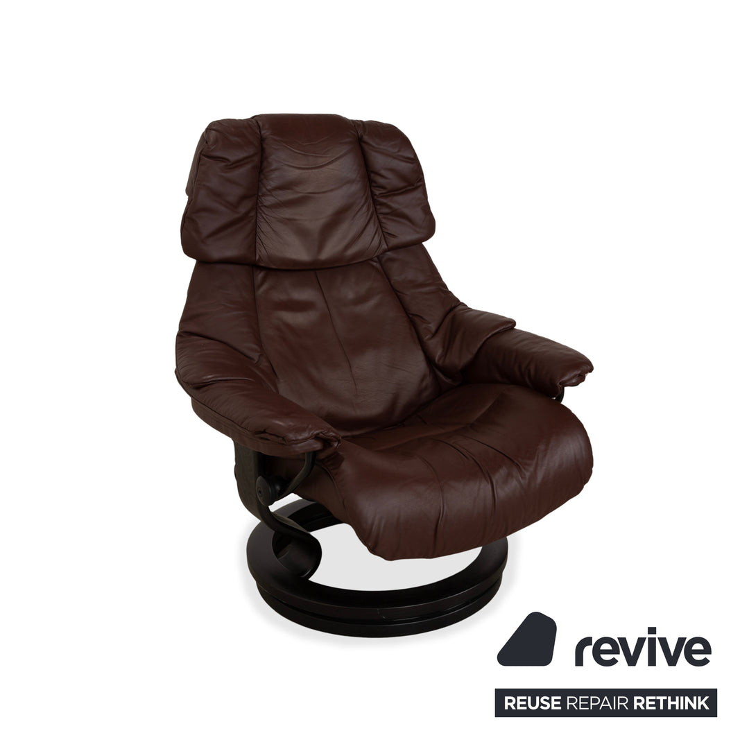 Stressless Reno Leder Sessel Braun Rot manuelle Funktion inkl. Hocker