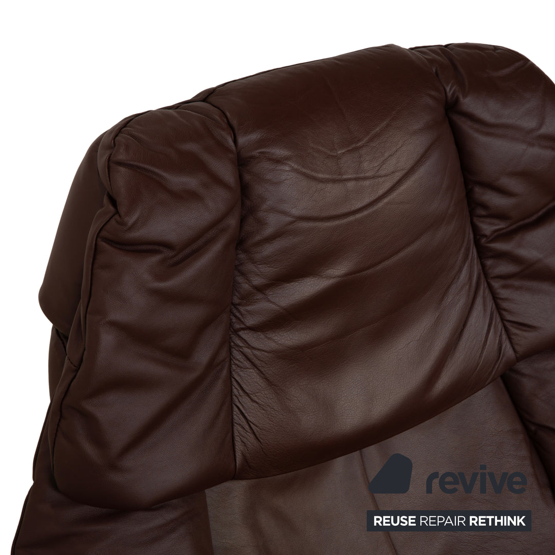 Stressless Reno Leder Sessel Braun Rot manuelle Funktion inkl. Hocker