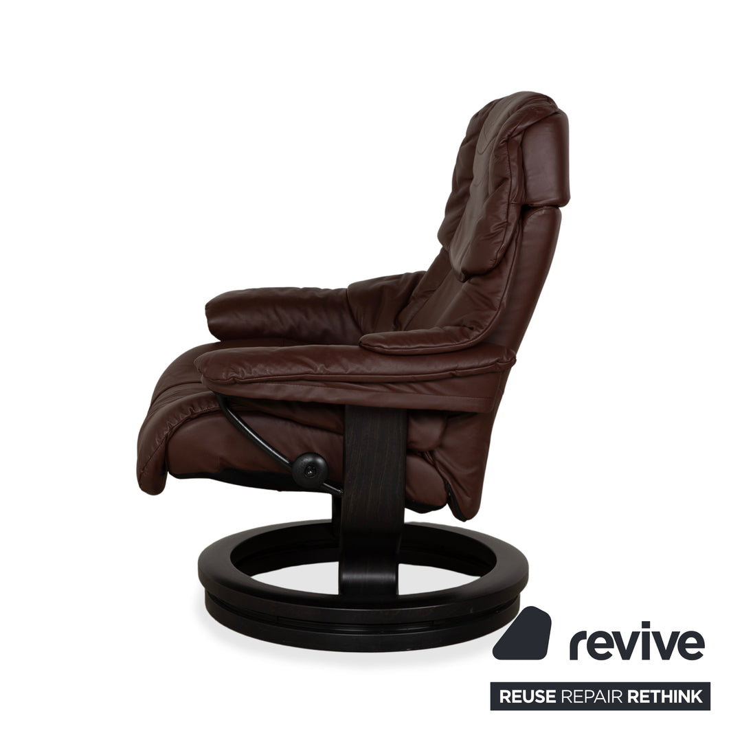 Stressless Reno Leder Sessel Braun Rot manuelle Funktion inkl. Hocker