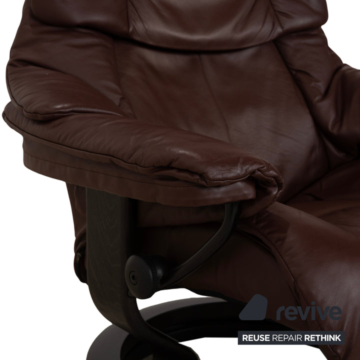 Stressless Reno Leder Sessel Braun Rot manuelle Funktion inkl. Hocker