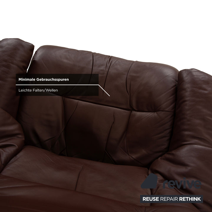 Stressless Reno Leder Sessel Braun Rot manuelle Funktion inkl. Hocker