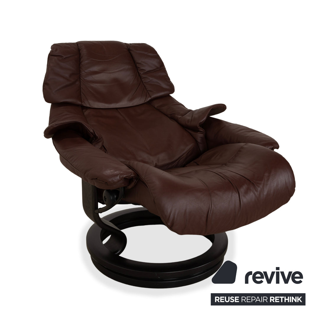 Stressless Reno Leder Sessel Braun Rot manuelle Funktion inkl. Hocker
