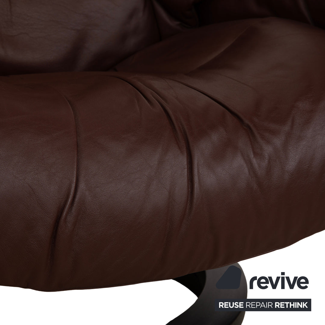 Stressless Reno Leder Sessel Braun Rot manuelle Funktion inkl. Hocker