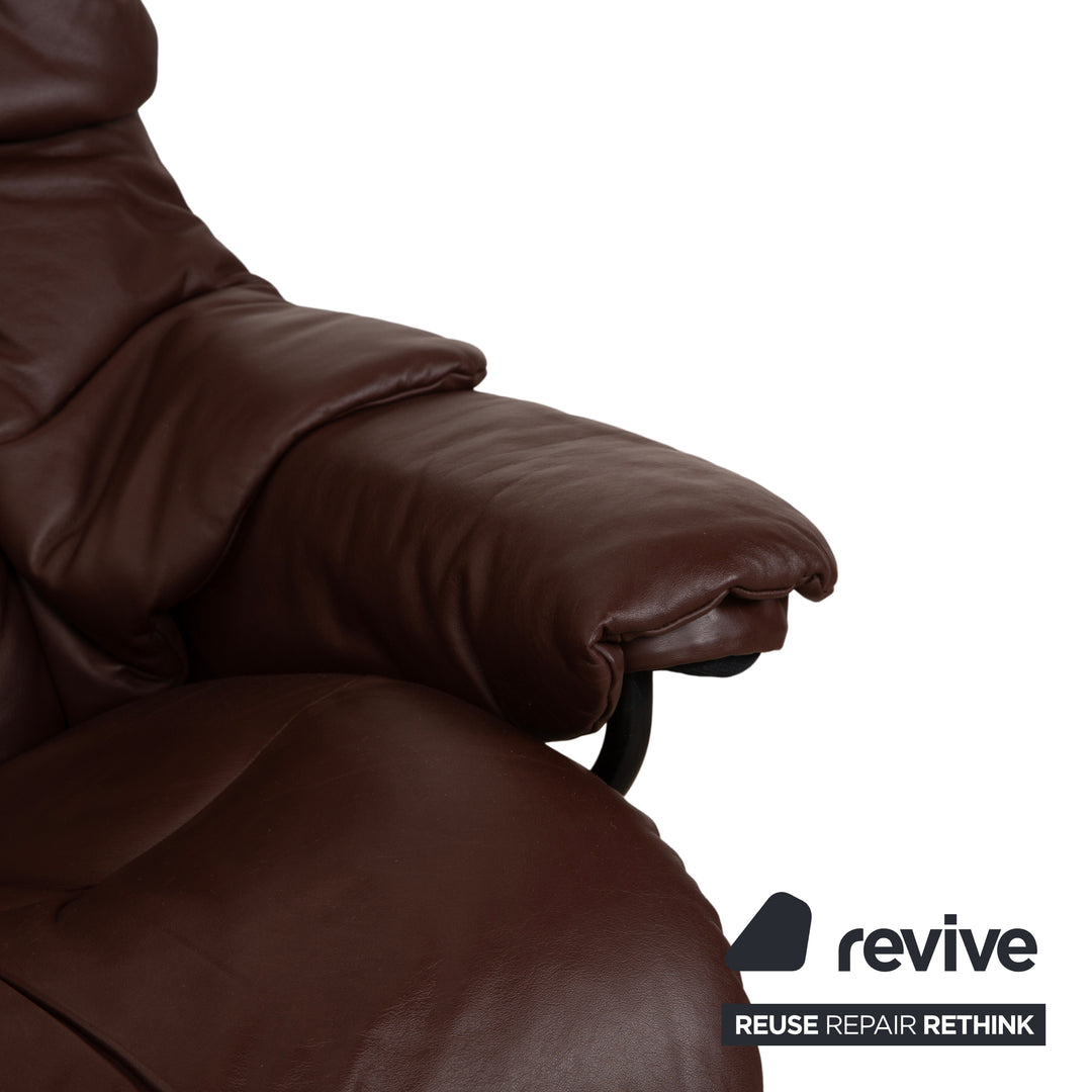 Stressless Reno Leder Sessel Braun Rot manuelle Funktion inkl. Hocker