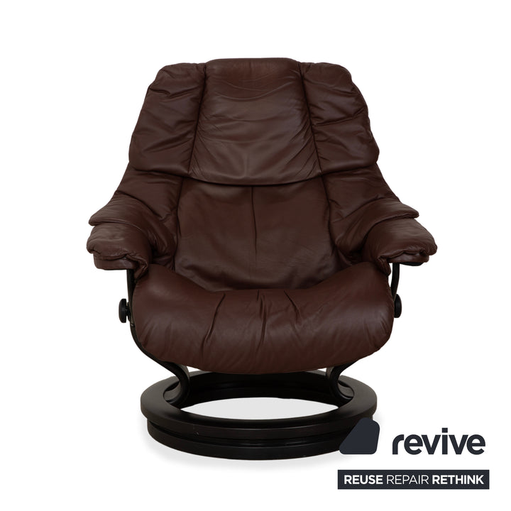 Stressless Reno Leder Sessel Braun Rot manuelle Funktion inkl. Hocker