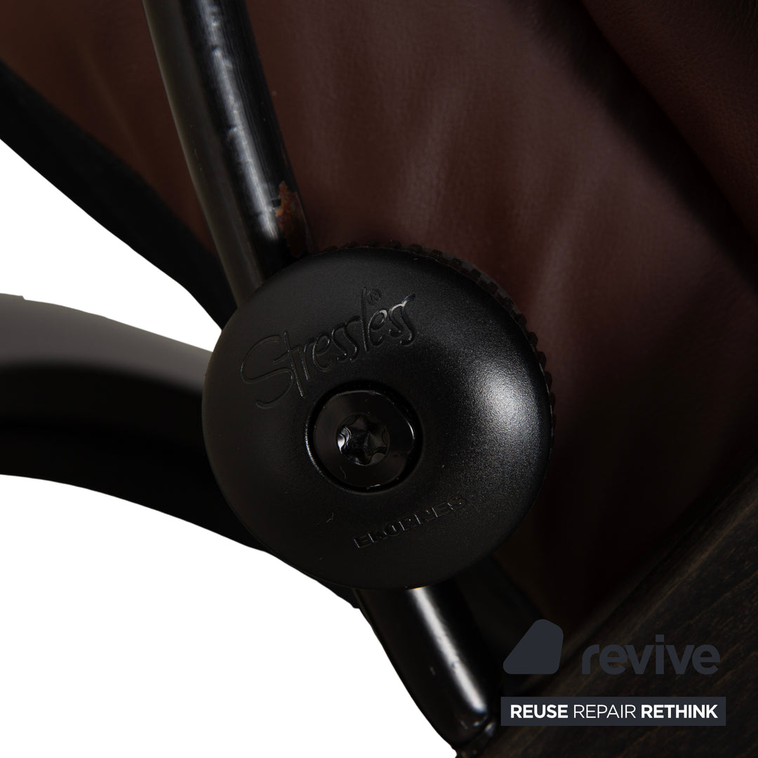 Stressless Reno Leder Sessel Braun Rot manuelle Funktion inkl. Hocker