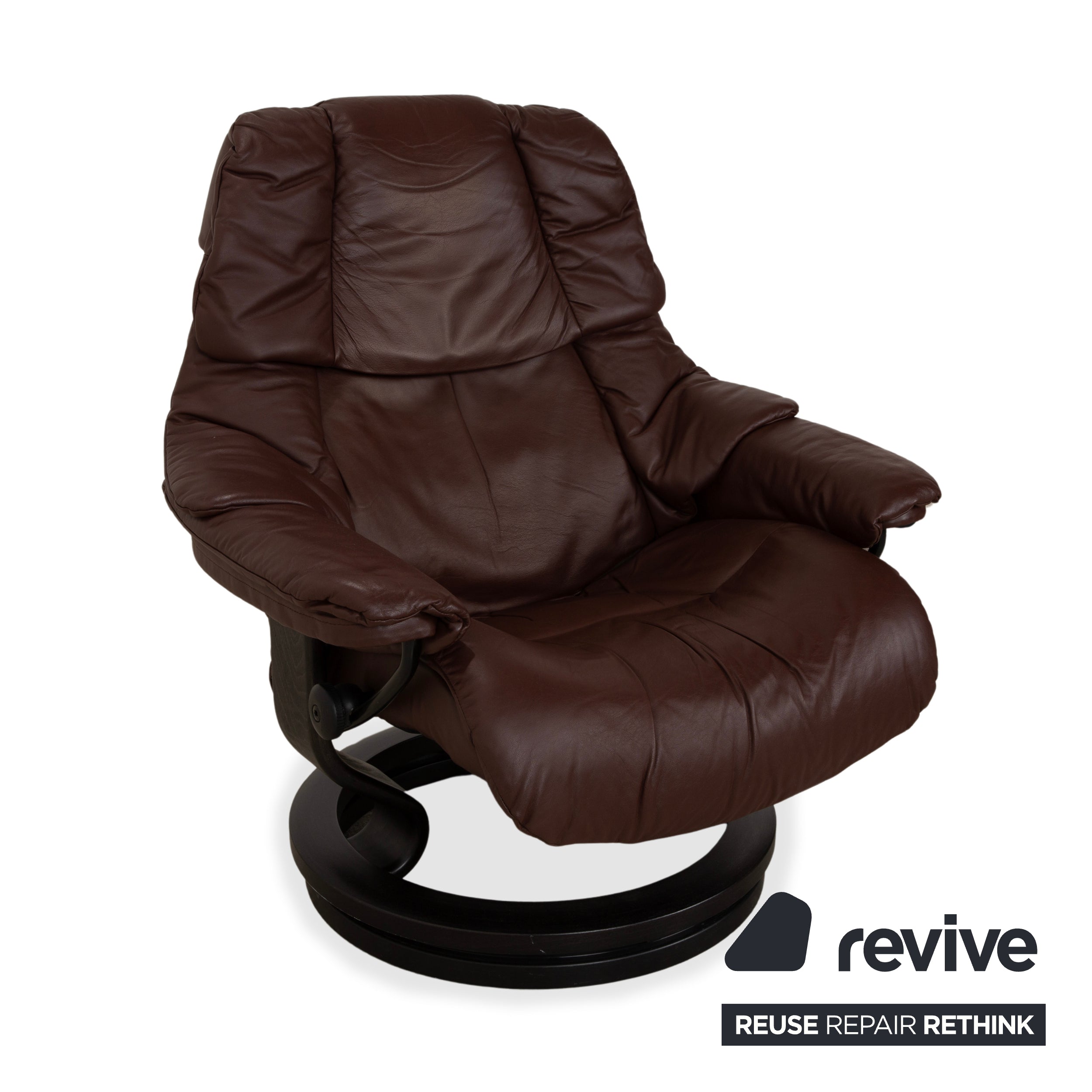 Stressless Reno Leather Recliner Brown Red Manual Function incl. Footstool