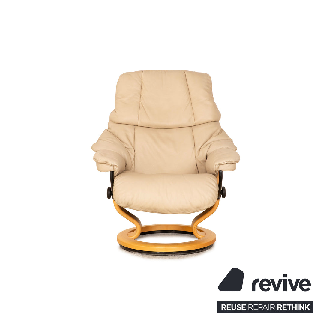 Stressless Reno leather armchair set beige manual function incl. stool 2x armchair 2x stool