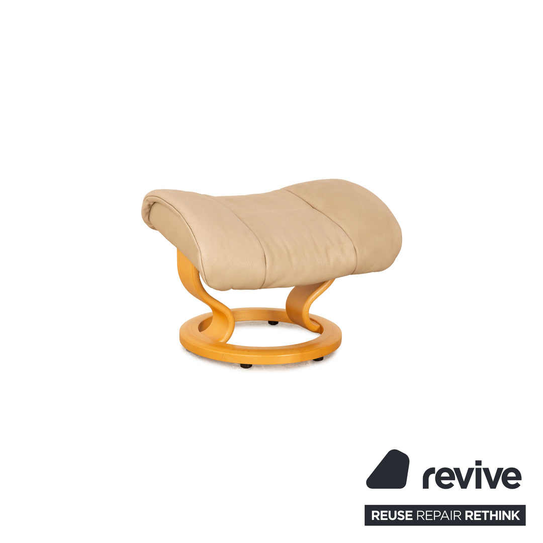 Stressless Reno Leder Sessel Garnitur Beige manuelle Funktion inkl. Hocker 2x Sessel 2x Hocker