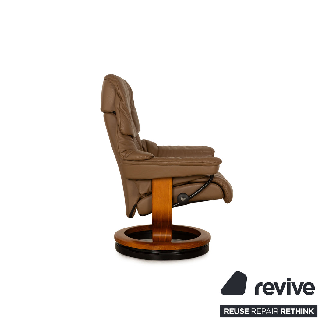 Stressless Reno leather armchair including stool brown size M manual function