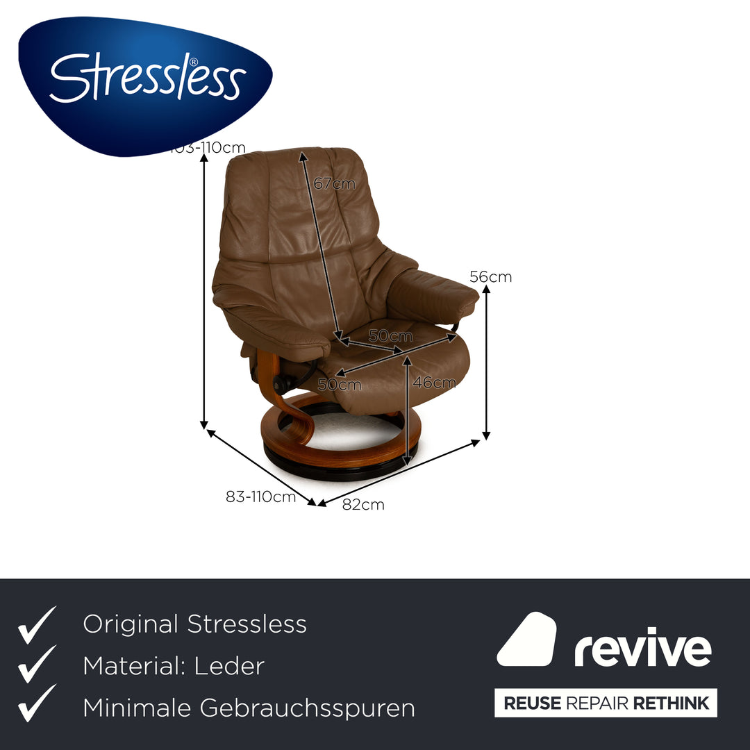 Stressless Reno leather armchair including stool brown size M manual function