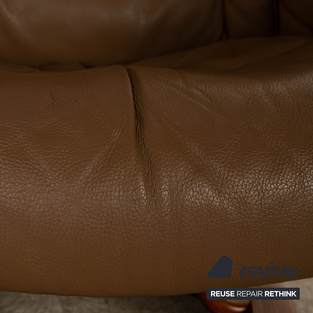 Stressless Reno leather armchair including stool brown size M manual function