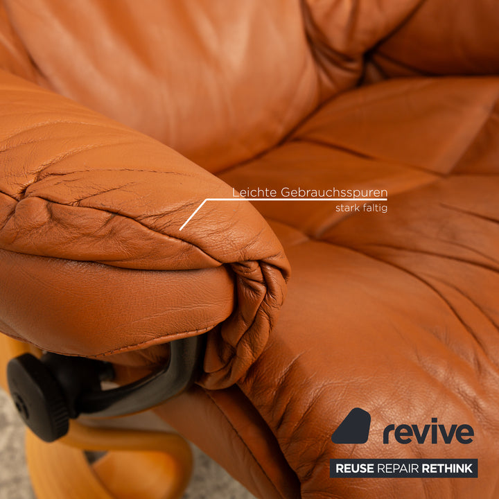 Stressless Reno Leder Sessel inkl. Hocker Braun manuelle Relaxfunktion