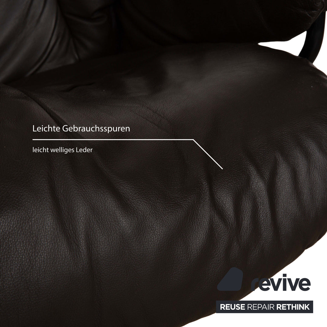 Stressless Reno Leder Sessel inkl. Hocker braun schwarz manuelle Funktion Relaxfunktion