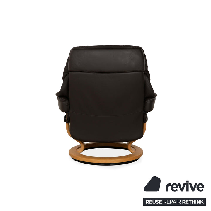 Stressless Reno Leder Sessel inkl. Hocker braun schwarz manuelle Funktion Relaxfunktion