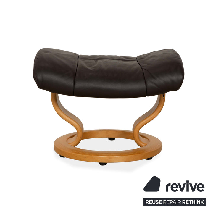 Stressless Reno Leder Sessel inkl. Hocker braun schwarz manuelle Funktion Relaxfunktion