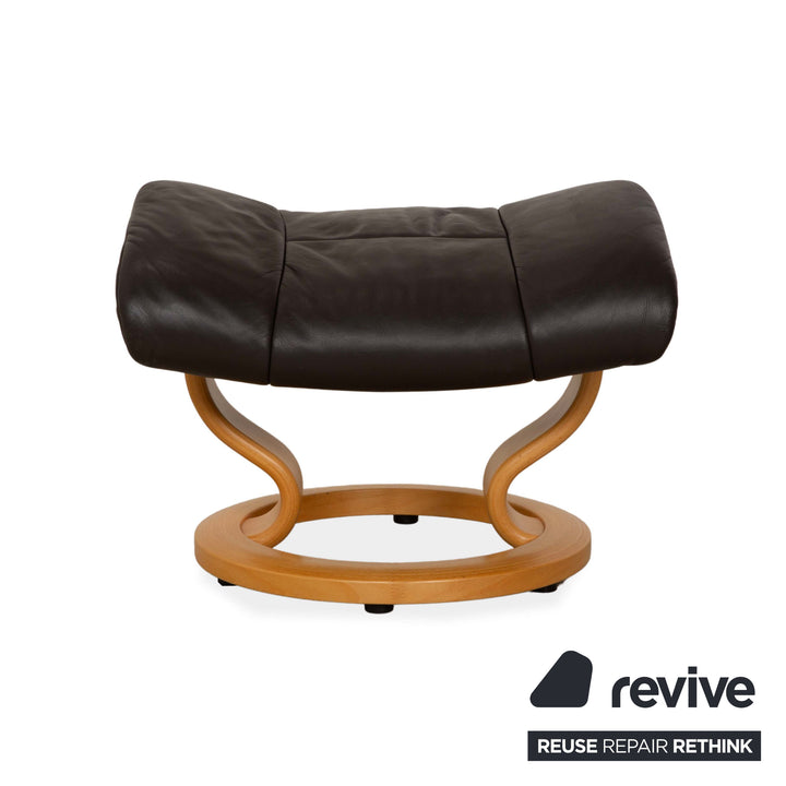 Stressless Reno Leder Sessel inkl. Hocker braun schwarz manuelle Funktion Relaxfunktion