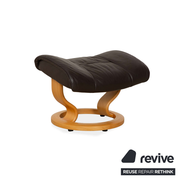 Stressless Reno Leder Sessel inkl. Hocker braun schwarz manuelle Funktion Relaxfunktion