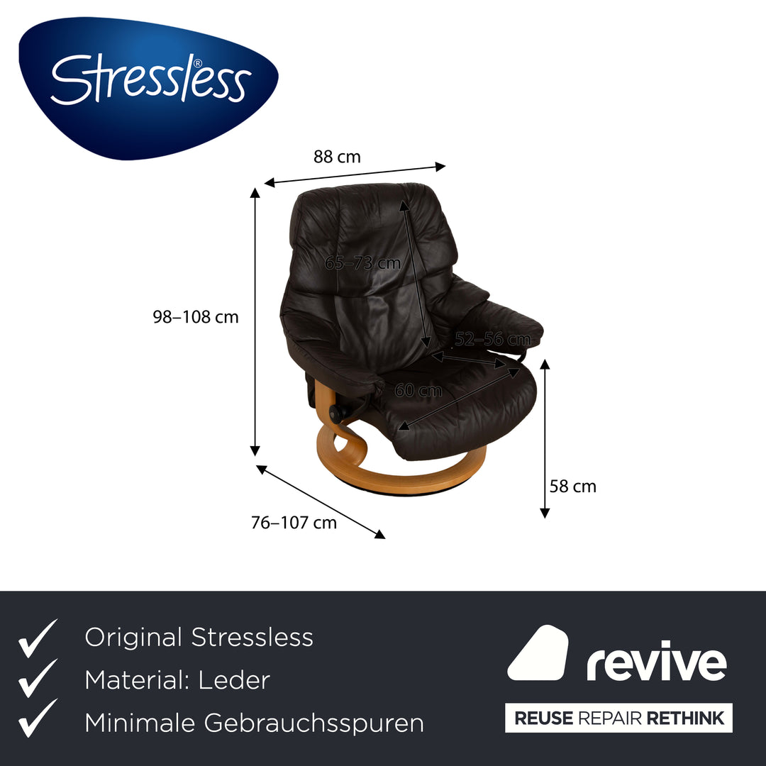 Stressless Reno Leder Sessel inkl. Hocker braun schwarz manuelle Funktion Relaxfunktion