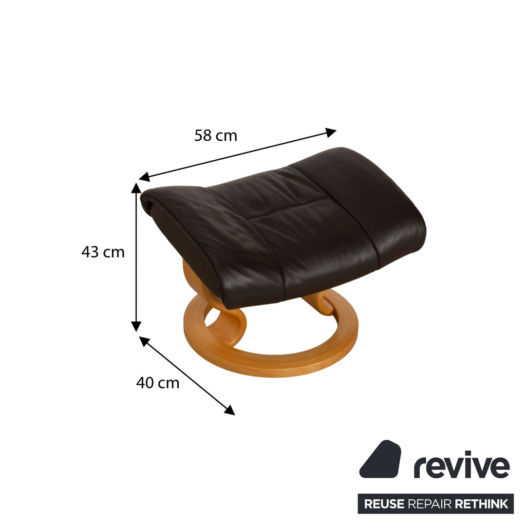 Stressless Reno Leder Sessel inkl. Hocker braun schwarz manuelle Funktion Relaxfunktion