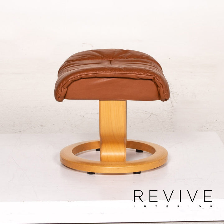 Fauteuil en cuir Stressless Reno avec tabouret marron cognac fonction relaxation chaise de relaxation #14820