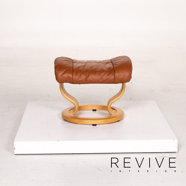Fauteuil en cuir Stressless Reno avec tabouret marron cognac fonction relaxation chaise de relaxation #14820