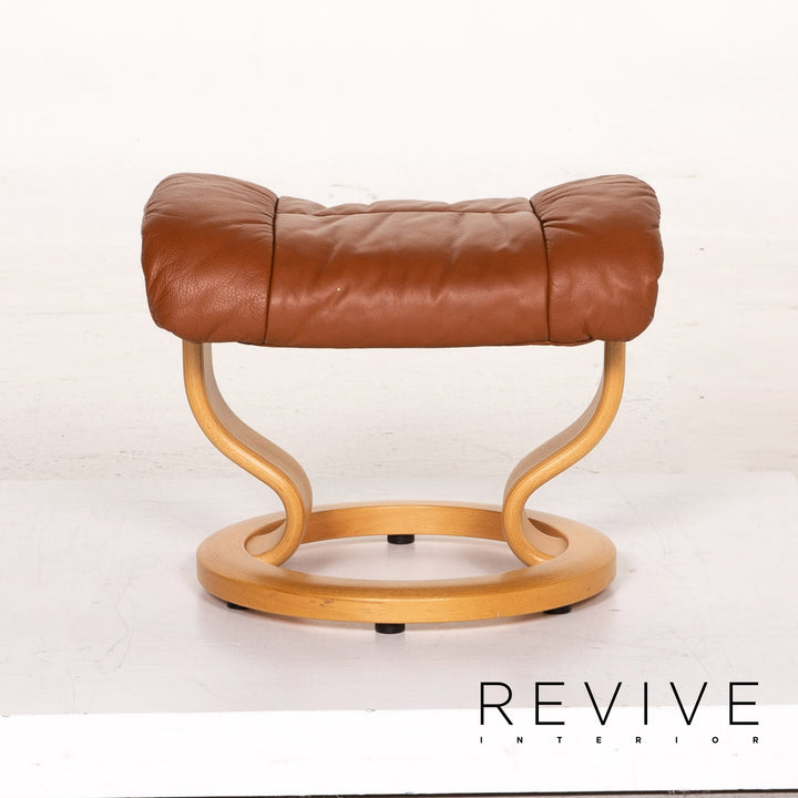 Stressless Reno leather armchair incl. stool cognac brown relax function function relax armchair #14820