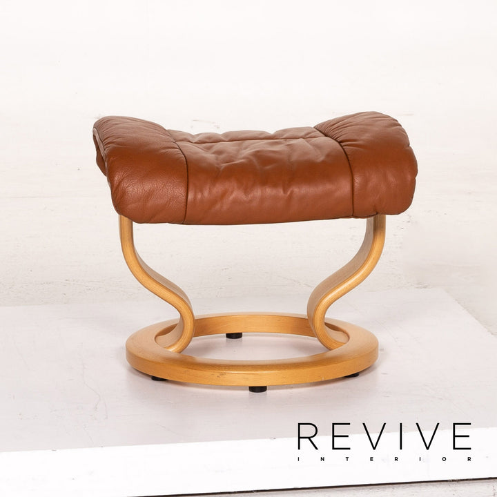 Stressless Reno leather armchair incl. stool cognac brown relax function function relax armchair #14820