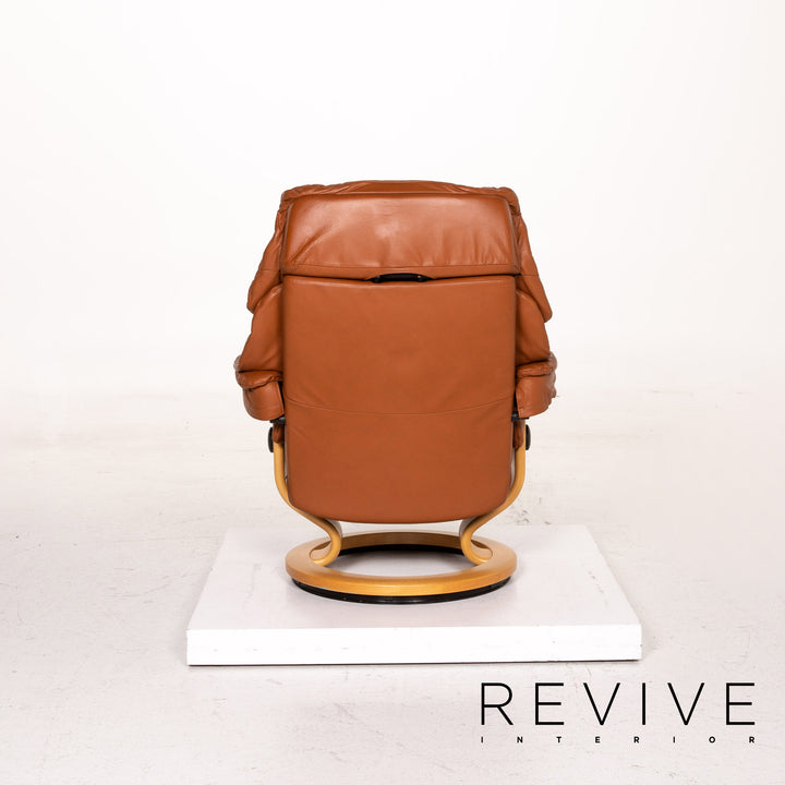Stressless Reno leather armchair incl. stool cognac brown relax function function relax armchair #14820