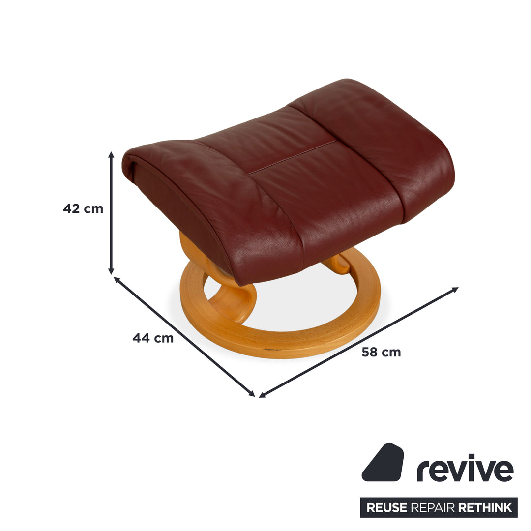 Fauteuil Stressless Reno en cuir avec repose-pieds rouge marron, fonction manuelle