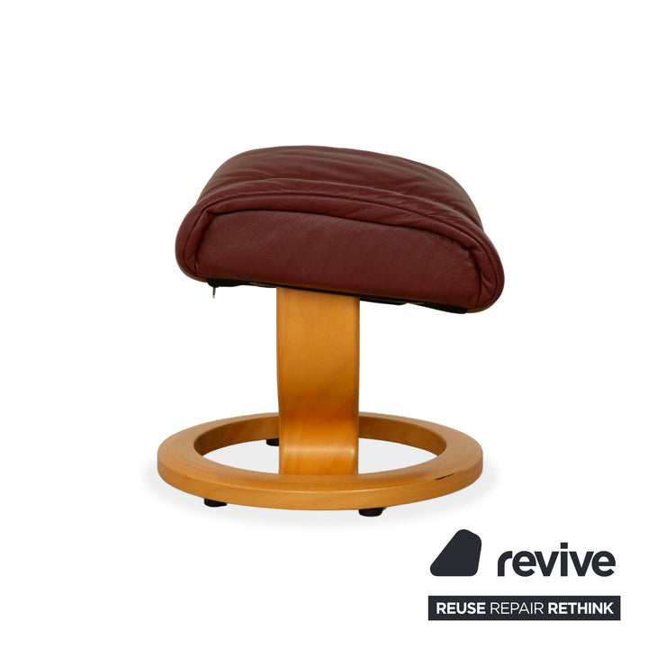 Stressless Reno Leder Sessel inkl. Hocker Rot Braun manuelle Funktion