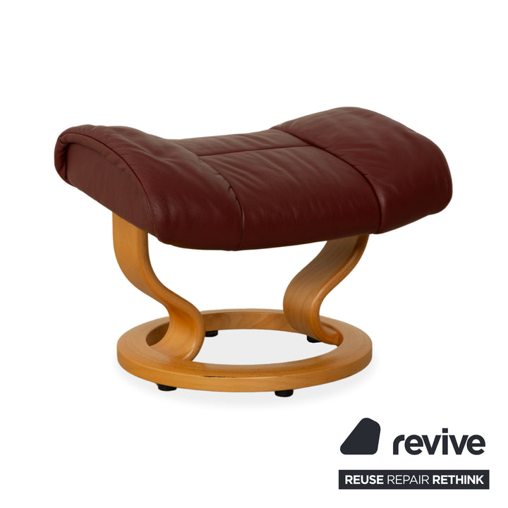 Fauteuil Stressless Reno en cuir avec repose-pieds rouge marron, fonction manuelle