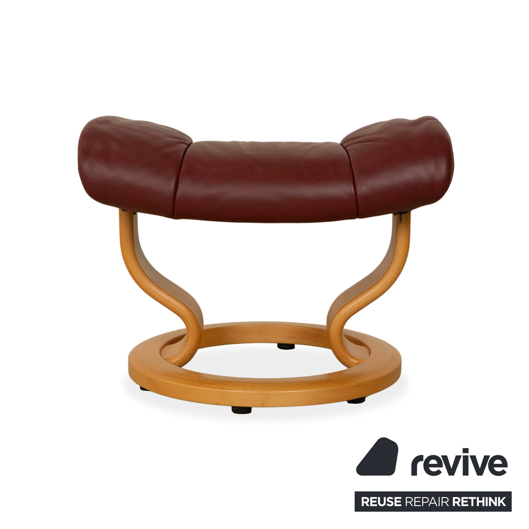 Fauteuil Stressless Reno en cuir avec repose-pieds rouge marron, fonction manuelle