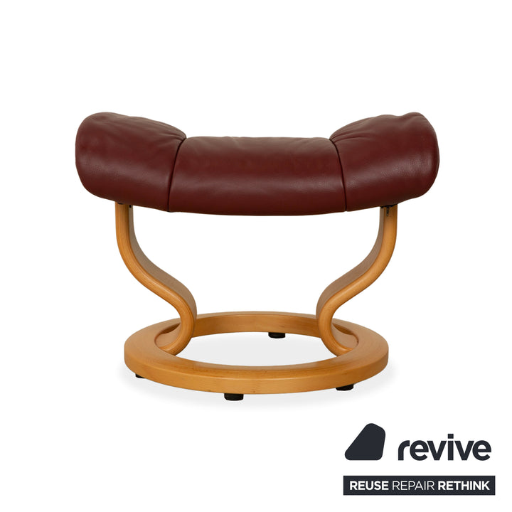Fauteuil Stressless Reno en cuir avec repose-pieds rouge marron, fonction manuelle