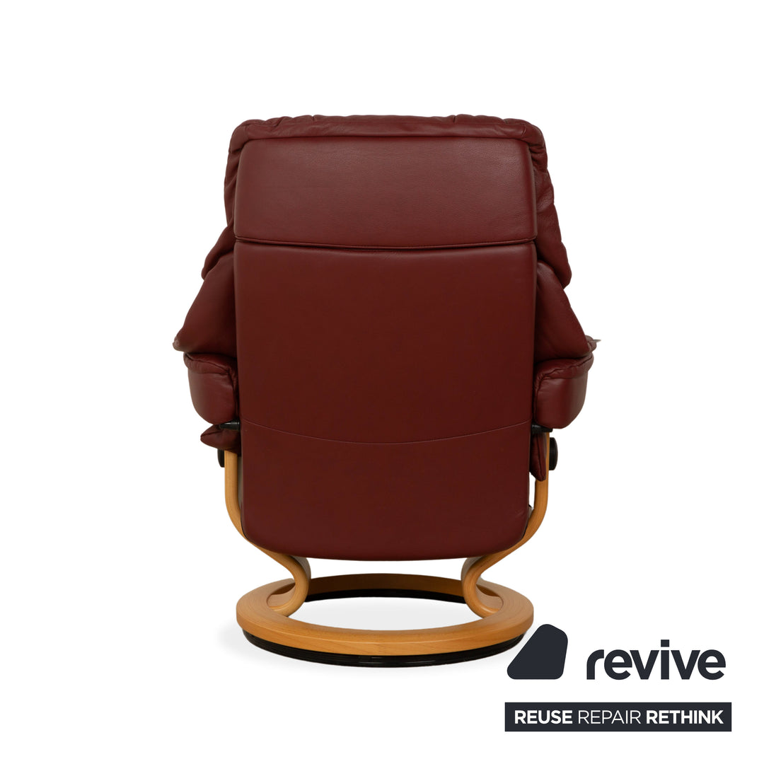 Stressless Reno Leder Sessel inkl. Hocker Rot Braun manuelle Funktion