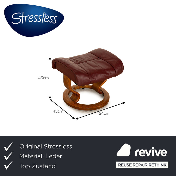 Stressless Reno Leder Sessel Rot Burgund inkl. Hocker Größe M