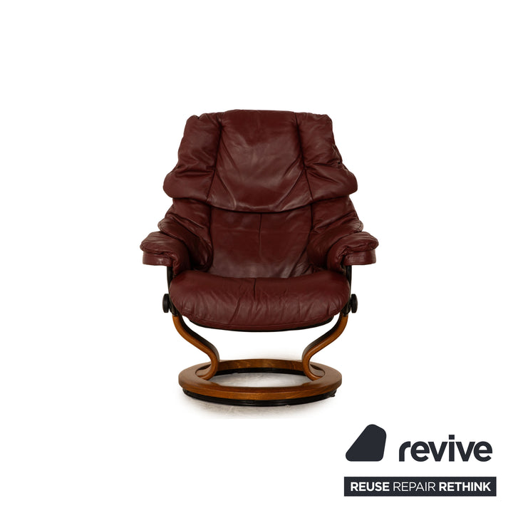 Stressless Reno Leder Sessel Rot Burgund inkl. Hocker Größe M