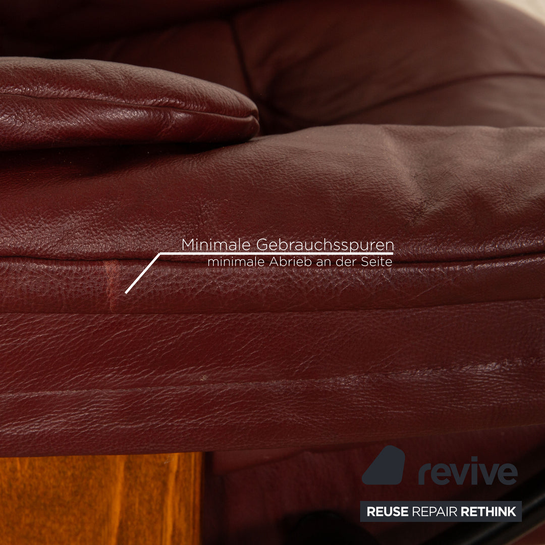 Stressless Reno Leder Sessel Rot Burgund inkl. Hocker Größe M