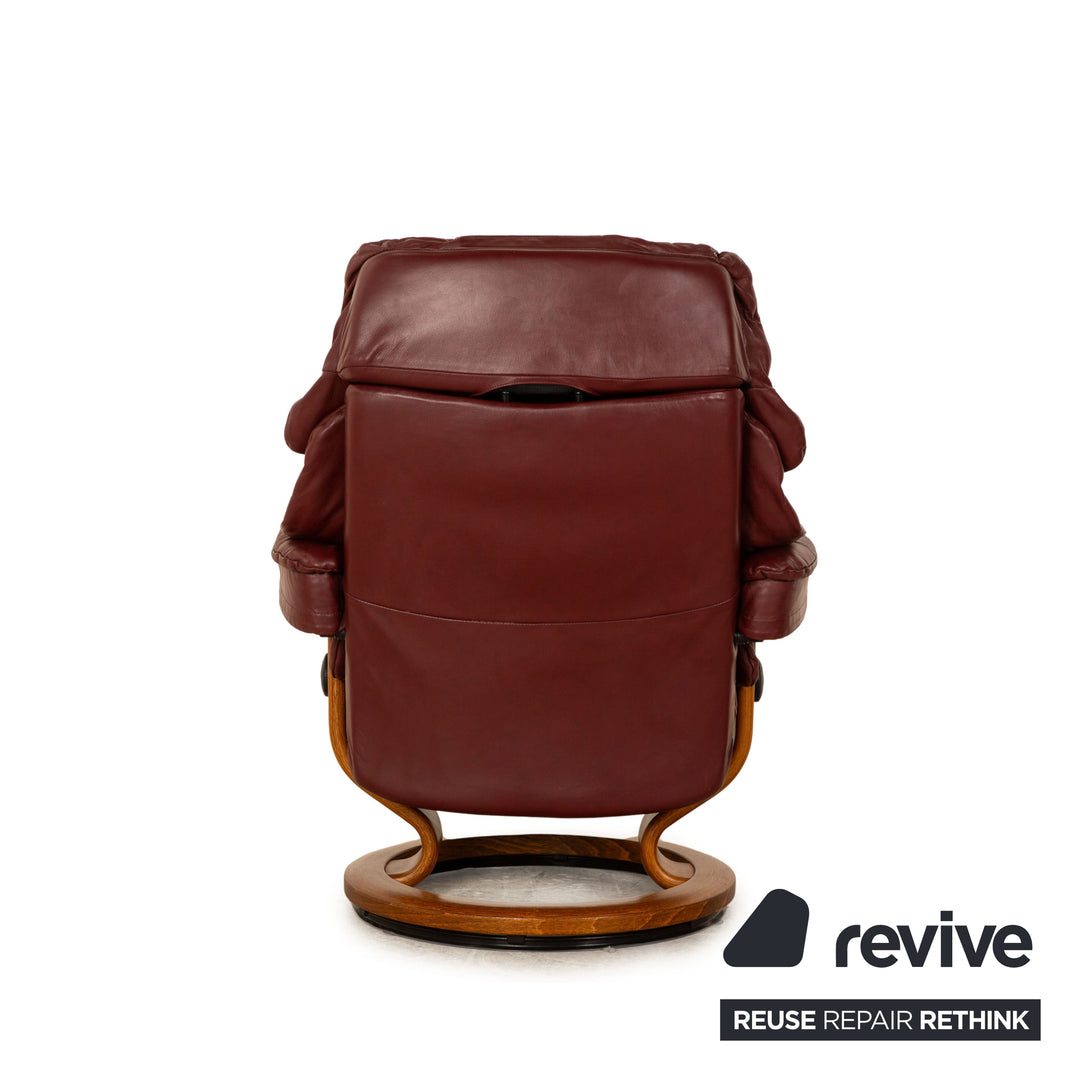 Stressless Reno Leder Sessel Rot Burgund inkl. Hocker Größe M
