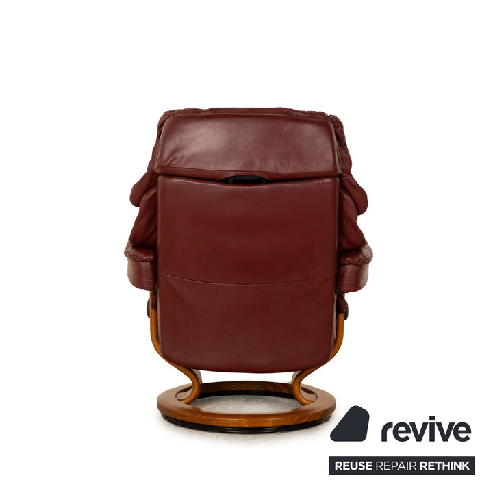 Stressless Reno Leder Sessel Rot Burgund inkl. Hocker Größe M