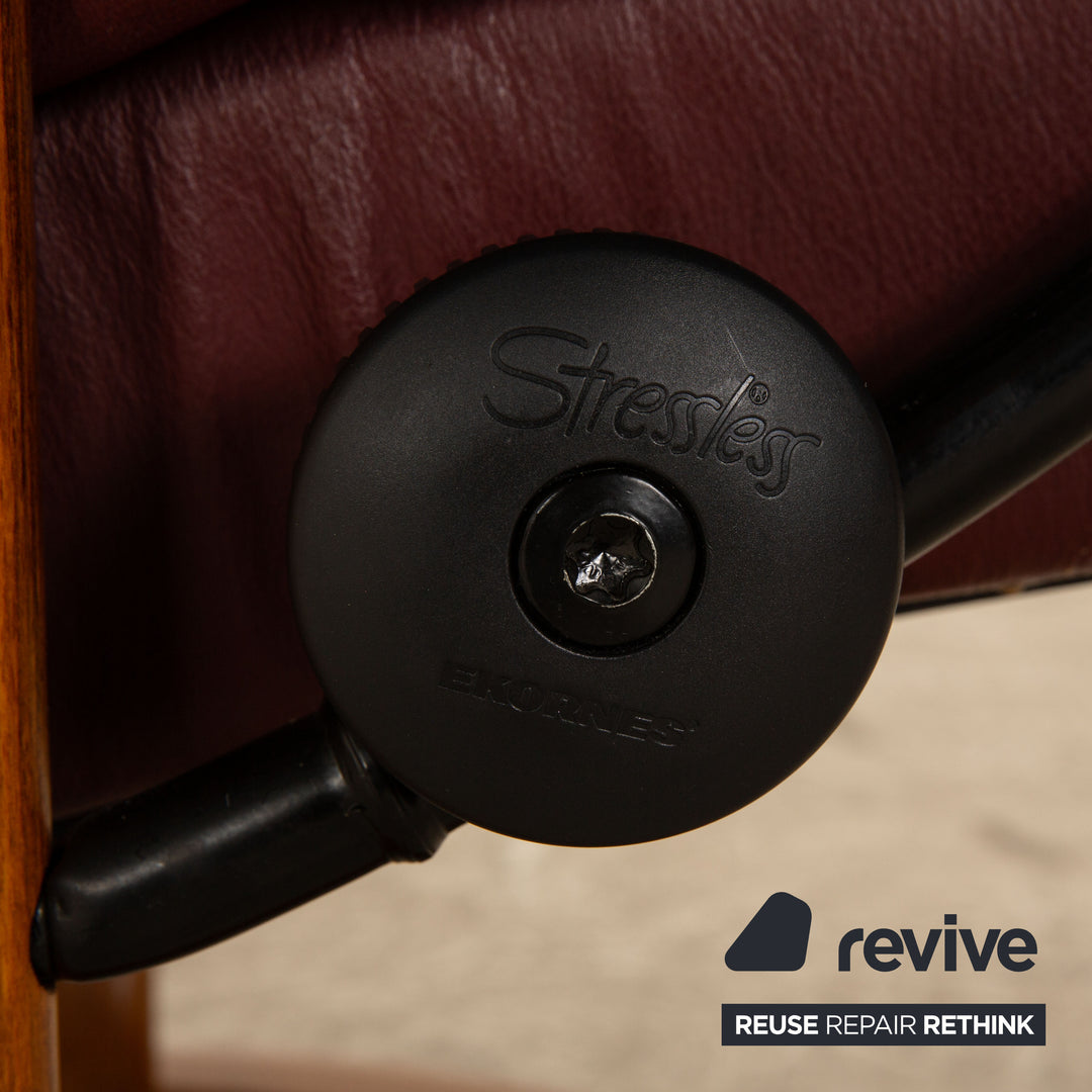 Stressless Reno Leder Sessel Rot Burgund inkl. Hocker Größe M