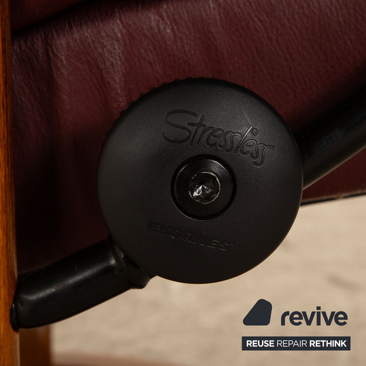 Stressless Reno Leder Sessel Rot Burgund inkl. Hocker Größe M
