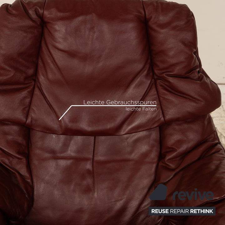 Stressless Reno Leder Sessel Rot Burgund inkl. Hocker Größe M