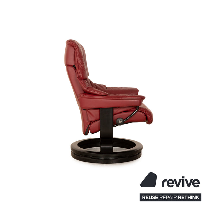 Stressless Reno Leder Sessel Rot manuelle Funktion inkl. Hocker