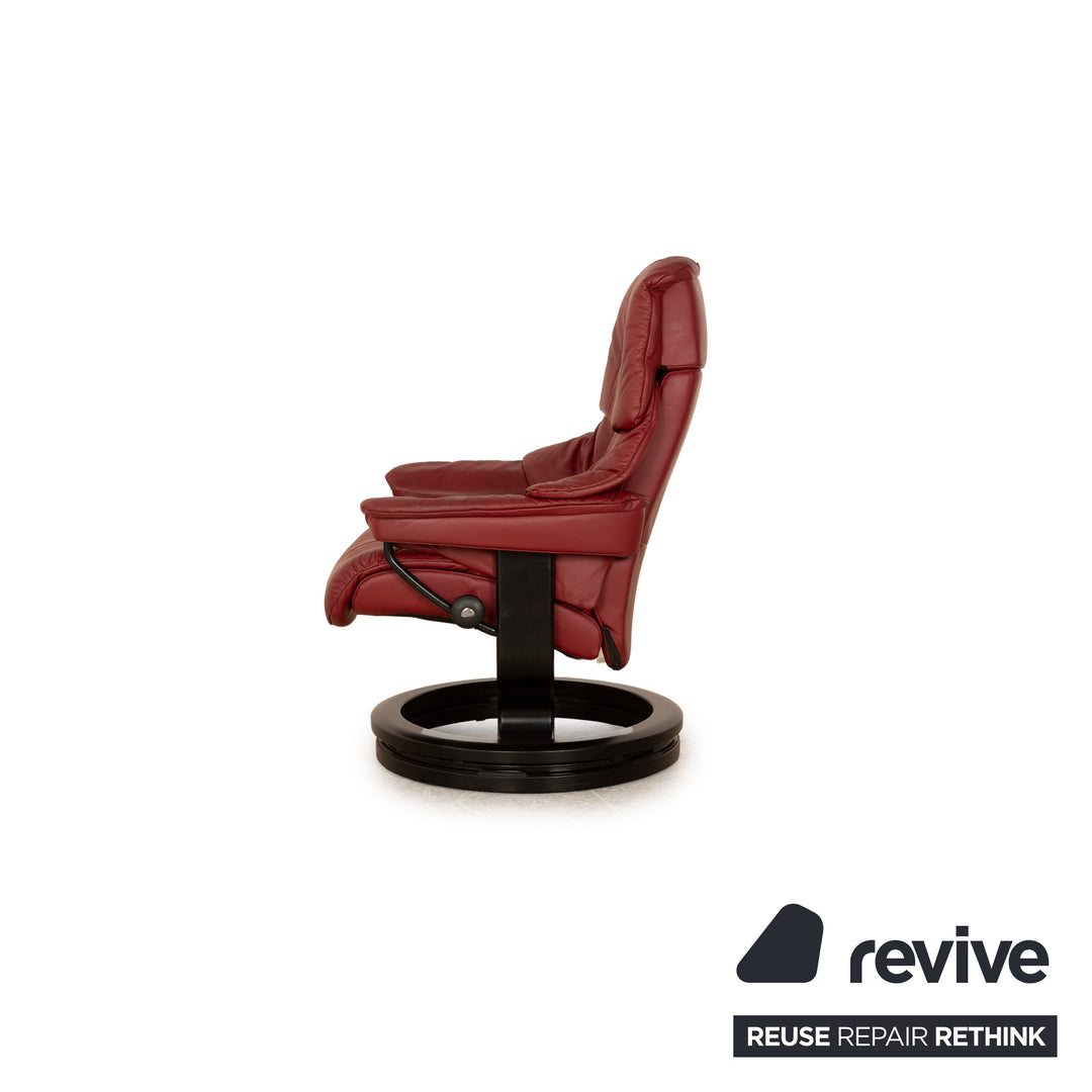 Stressless Reno Leder Sessel Rot manuelle Funktion inkl. Hocker