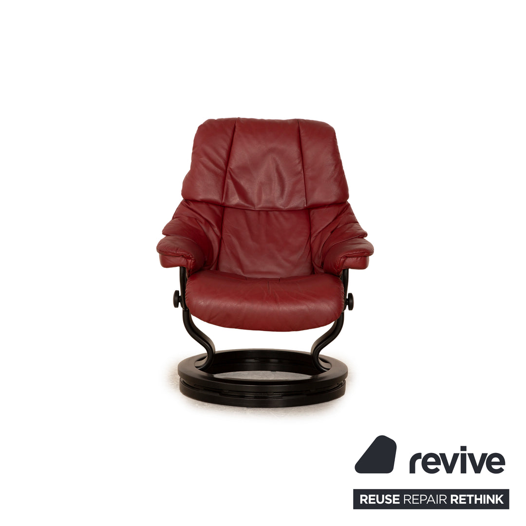 Stressless Reno Leder Sessel Rot manuelle Funktion inkl. Hocker